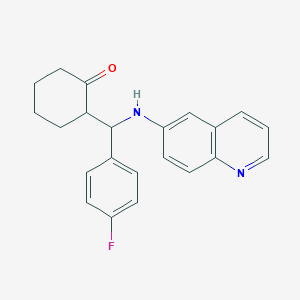 molecular formula C22H21FN2O B3828262 2-[(4-fluorophenyl)(6-quinolinylamino)methyl]cyclohexanone 