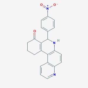 molecular formula C22H17N3O3 B3828266 8-(4-nitrophenyl)-8,10,11,12-tetrahydrobenzo[a]-4,7-phenanthrolin-9(7H)-one 