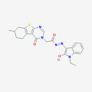 N-(1-Ethyl-2-hydroxyindol-3-yl)imino-2-(7-methyl-4-oxo-5,6,7,8-tetrahydro-[1]benzothiolo[2,3-d]pyrimidin-3-yl)acetamide