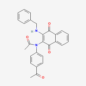 molecular formula C27H22N2O4 B3828519 N-(4-acetylphenyl)-N-[3-(benzylamino)-1,4-dioxo-1,4-dihydro-2-naphthalenyl]acetamide 