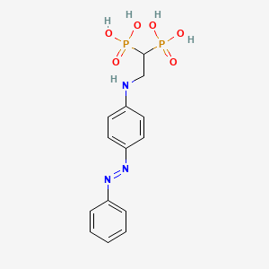 molecular formula C14H17N3O6P2 B3828528 (2-{[4-(phenyldiazenyl)phenyl]amino}-1,1-ethanediyl)bis(phosphonic acid) 