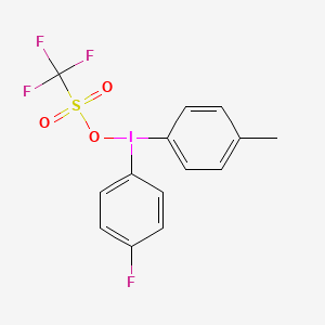 molecular formula C14H11F4IO3S B3828544 (4-fluorophenyl)(4-methylphenyl){[(trifluoromethyl)sulfonyl]oxy}-lambda~3~-iodane 
