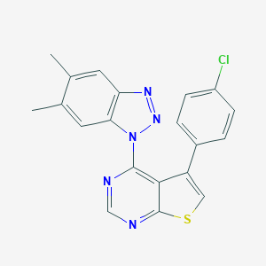 molecular formula C20H14ClN5S B382857 5-(4-Chlorophenyl)-4-(5,6-dimethylbenzotriazol-1-yl)thieno[2,3-d]pyrimidine CAS No. 379242-53-2