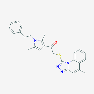 molecular formula C27H26N4OS B382859 1-[2,5-dimethyl-1-(2-phenylethyl)-1H-pyrrol-3-yl]-2-[(5-methyl[1,2,4]triazolo[4,3-a]quinolin-1-yl)sulfanyl]ethanone CAS No. 374693-06-8