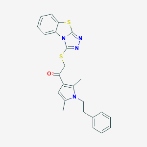 molecular formula C24H22N4OS2 B382862 1-[2,5-dimethyl-1-(2-phenylethyl)-1H-pyrrol-3-yl]-2-([1,2,4]triazolo[3,4-b][1,3]benzothiazol-3-ylsulfanyl)ethanone 