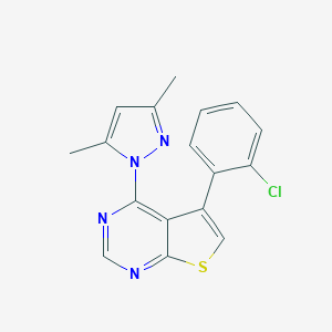 molecular formula C17H13ClN4S B382864 5-(2-chlorophenyl)-4-(3,5-dimethyl-1H-pyrazol-1-yl)thieno[2,3-d]pyrimidine CAS No. 380907-02-8