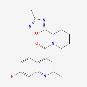 molecular formula C19H19FN4O2 B3828683 7-fluoro-2-methyl-4-{[2-(3-methyl-1,2,4-oxadiazol-5-yl)piperidin-1-yl]carbonyl}quinoline 