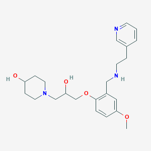 molecular formula C23H33N3O4 B3828807 1-{2-hydroxy-3-[4-methoxy-2-({[2-(3-pyridinyl)ethyl]amino}methyl)phenoxy]propyl}-4-piperidinol 