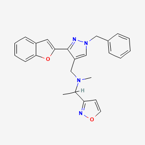 molecular formula C25H24N4O2 B3828825 N-{[3-(1-benzofuran-2-yl)-1-benzyl-1H-pyrazol-4-yl]methyl}-1-(3-isoxazolyl)-N-methylethanamine 