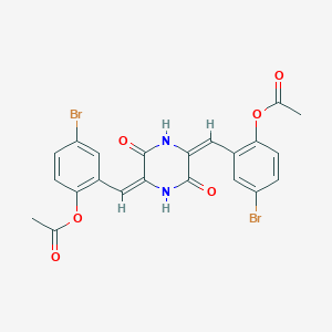 molecular formula C22H16Br2N2O6 B3828827 (3,6-dioxo-2,5-piperazinediylidene)bis(methylylidene-4-bromo-2,1-phenylene) diacetate 