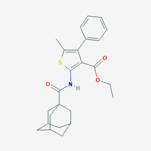 molecular formula C25H29NO3S B382883 Ethyl 2-(adamantanylcarbonylamino)-5-methyl-4-phenylthiophene-3-carboxylate CAS No. 379250-71-2