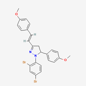 1-(2,4-dibromophenyl)-5-(4-methoxyphenyl)-3-[2-(4-methoxyphenyl)vinyl]-4,5-dihydro-1H-pyrazole