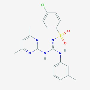 2-(4-Chlorophenyl)sulfonyl-1-(4,6-dimethylpyrimidin-2-yl)-3-(3-methylphenyl)guanidine