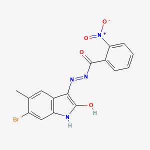 molecular formula C16H11BrN4O4 B3828967 N'-(6-bromo-5-methyl-2-oxo-1,2-dihydro-3H-indol-3-ylidene)-2-nitrobenzohydrazide 