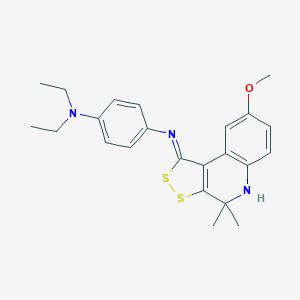 molecular formula C23H27N3OS2 B382905 N,N-diethyl-N'-[(1Z)-8-methoxy-4,4-dimethyl-4,5-dihydro-1H-[1,2]dithiolo[3,4-c]quinolin-1-ylidene]benzene-1,4-diamine 