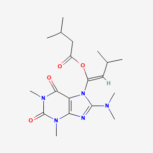 1-[8-(dimethylamino)-1,3-dimethyl-2,6-dioxo-1,2,3,6-tetrahydro-7H-purin-7-yl]-3-methyl-1-buten-1-yl 3-methylbutanoate