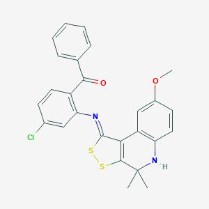 molecular formula C26H21ClN2O2S2 B382911 [4-chloro-2-[(8-methoxy-4,4-dimethyl-5H-dithiolo[3,4-c]quinolin-1-ylidene)amino]phenyl]-phenylmethanone CAS No. 374919-34-3