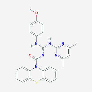 molecular formula C27H24N6O2S B382913 N-[[(4,6-dimethylpyrimidin-2-yl)amino]-(4-methoxyanilino)methylidene]phenothiazine-10-carboxamide 
