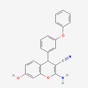 molecular formula C22H16N2O3 B3829133 2-amino-7-hydroxy-4-(3-phenoxyphenyl)-4H-chromene-3-carbonitrile 