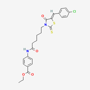 molecular formula C25H25ClN2O4S2 B3829155 ethyl 4-({6-[5-(4-chlorobenzylidene)-4-oxo-2-thioxo-1,3-thiazolidin-3-yl]hexanoyl}amino)benzoate 