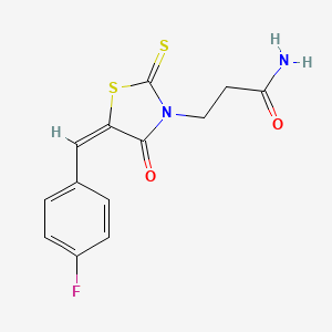 molecular formula C13H11FN2O2S2 B3829157 3-[5-(4-fluorobenzylidene)-4-oxo-2-thioxo-1,3-thiazolidin-3-yl]propanamide 