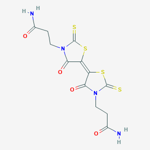 molecular formula C12H12N4O4S4 B3829159 3,3'-(4,4'-dioxo-2,2'-dithioxo-5,5'-bi-1,3-thiazolidine-3,3'-diyl)dipropanamide 