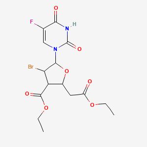 molecular formula C15H18BrFN2O7 B3829179 ethyl 4-bromo-2-(2-ethoxy-2-oxoethyl)-5-(5-fluoro-2,4-dioxo-3,4-dihydro-1(2H)-pyrimidinyl)tetrahydro-3-furancarboxylate 