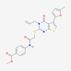 Methyl 4-[[2-[5-(5-methylfuran-2-yl)-4-oxo-3-prop-2-enylthieno[2,3-d]pyrimidin-2-yl]sulfanylacetyl]amino]benzoate