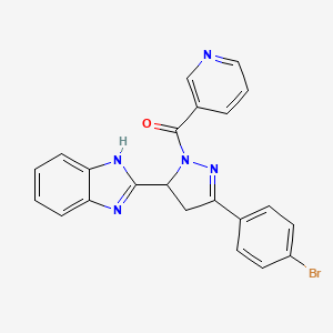 molecular formula C22H16BrN5O B3829283 2-[3-(4-bromophenyl)-1-(3-pyridinylcarbonyl)-4,5-dihydro-1H-pyrazol-5-yl]-1H-benzimidazole 