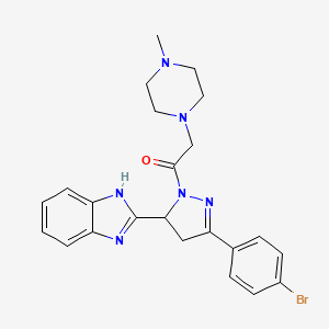 molecular formula C23H25BrN6O B3829291 2-{3-(4-bromophenyl)-1-[(4-methyl-1-piperazinyl)acetyl]-4,5-dihydro-1H-pyrazol-5-yl}-1H-benzimidazole 
