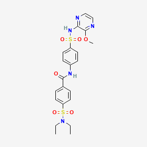 molecular formula C22H25N5O6S2 B3829317 4-[(diethylamino)sulfonyl]-N-(4-{[(3-methoxy-2-pyrazinyl)amino]sulfonyl}phenyl)benzamide 
