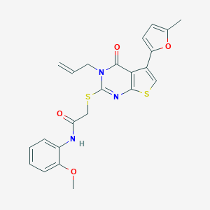 molecular formula C23H21N3O4S2 B382933 N-(2-methoxyphenyl)-2-[5-(5-methylfuran-2-yl)-4-oxo-3-prop-2-enylthieno[2,3-d]pyrimidin-2-yl]sulfanylacetamide CAS No. 379236-30-3