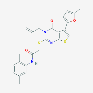 molecular formula C24H23N3O3S2 B382934 N-(2,5-dimethylphenyl)-2-[5-(5-methylfuran-2-yl)-4-oxo-3-prop-2-enylthieno[2,3-d]pyrimidin-2-yl]sulfanylacetamide CAS No. 379236-47-2