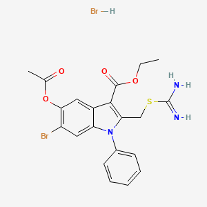 molecular formula C21H21Br2N3O4S B3829347 ethyl 5-(acetyloxy)-2-({[amino(imino)methyl]thio}methyl)-6-bromo-1-phenyl-1H-indole-3-carboxylate hydrobromide 