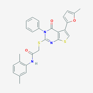molecular formula C27H23N3O3S2 B382936 N-(2,5-dimethylphenyl)-2-[5-(5-methylfuran-2-yl)-4-oxo-3-phenylthieno[2,3-d]pyrimidin-2-yl]sulfanylacetamide CAS No. 379236-45-0