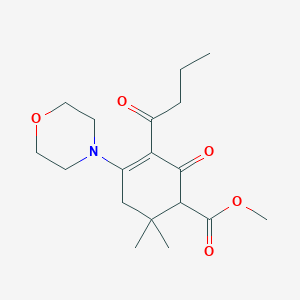 molecular formula C18H27NO5 B3829389 methyl 3-butyryl-6,6-dimethyl-4-(4-morpholinyl)-2-oxo-3-cyclohexene-1-carboxylate 