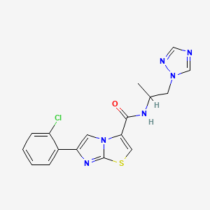 molecular formula C17H15ClN6OS B3829400 6-(2-chlorophenyl)-N-[1-methyl-2-(1H-1,2,4-triazol-1-yl)ethyl]imidazo[2,1-b][1,3]thiazole-3-carboxamide 