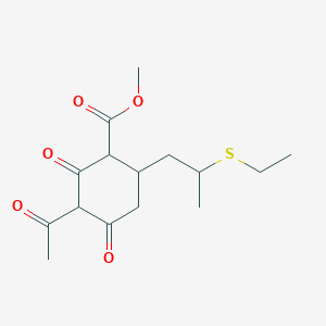molecular formula C15H22O5S B3829425 methyl 3-acetyl-6-[2-(ethylthio)propyl]-2,4-dioxocyclohexanecarboxylate 