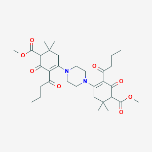 molecular formula C32H46N2O8 B3829433 dimethyl 4,4'-(1,4-piperazinediyl)bis(3-butyryl-6,6-dimethyl-2-oxo-3-cyclohexene-1-carboxylate) 