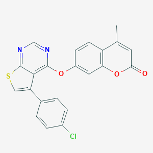 7-{[5-(4-chlorophenyl)thieno[2,3-d]pyrimidin-4-yl]oxy}-4-methyl-2H-chromen-2-one