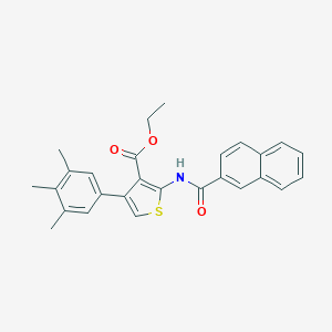 molecular formula C27H25NO3S B382961 Ethyl 2-(2-naphthoylamino)-4-(3,4,5-trimethylphenyl)-3-thiophenecarboxylate 