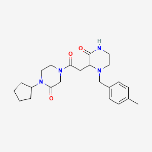 molecular formula C23H32N4O3 B3829624 1-cyclopentyl-4-{[1-(4-methylbenzyl)-3-oxo-2-piperazinyl]acetyl}-2-piperazinone 