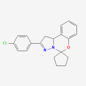 molecular formula C20H19ClN2O B3829661 2'-(4-chlorophenyl)-1',10b'-dihydrospiro[cyclopentane-1,5'-pyrazolo[1,5-c][1,3]benzoxazine] 