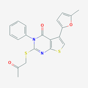 molecular formula C20H16N2O3S2 B382974 5-(5-methyl-2-furyl)-2-[(2-oxopropyl)sulfanyl]-3-phenylthieno[2,3-d]pyrimidin-4(3H)-one 