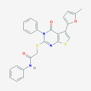 2-[5-(5-methylfuran-2-yl)-4-oxo-3-phenylthieno[2,3-d]pyrimidin-2-yl]sulfanyl-N-phenylacetamide