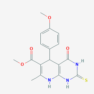 molecular formula C17H17N3O4S B382991 Methyl 5-(4-methoxyphenyl)-7-methyl-4-oxo-2-thioxo-1,2,3,4,5,8-hexahydropyrido[2,3-d]pyrimidine-6-carboxylate 