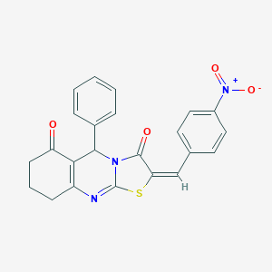 molecular formula C23H17N3O4S B382992 2-{4-nitrobenzylidene}-5-phenyl-8,9-dihydro-5H-[1,3]thiazolo[2,3-b]quinazoline-3,6(2H,7H)-dione 