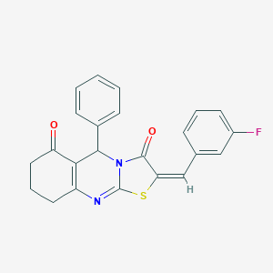 2-(3-fluorobenzylidene)-5-phenyl-8,9-dihydro-5H-[1,3]thiazolo[2,3-b]quinazoline-3,6(2H,7H)-dione