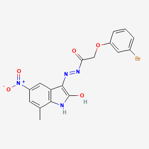 molecular formula C17H13BrN4O5 B3829941 2-(3-bromophenoxy)-N'-(7-methyl-5-nitro-2-oxo-1,2-dihydro-3H-indol-3-ylidene)acetohydrazide 