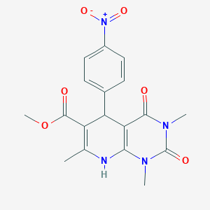 molecular formula C18H18N4O6 B382995 Methyl 5-{4-nitrophenyl}-1,3,7-trimethyl-2,4-dioxo-1,2,3,4,5,8-hexahydropyrido[2,3-d]pyrimidine-6-carboxylate 